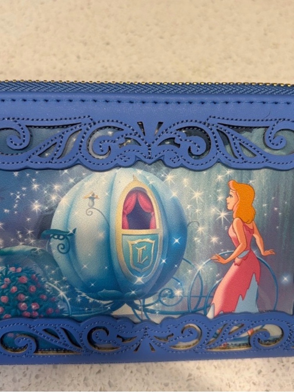 Loungefly Blue Cinderella Carriage Wallet with Princess Print
